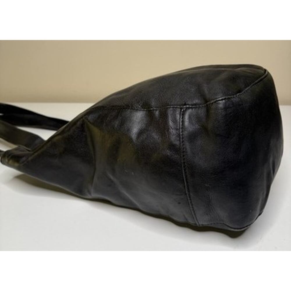 Vintage Naturally Yours Bucket Shoulder Bag Black Brown Leather Zip Dual Handles - Picture 4 of 15